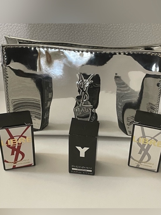 Yves Saint Laurent Handbags - Yves Saint Laurent Beauty Silver Pouch & 3 Empty Travel Boxes